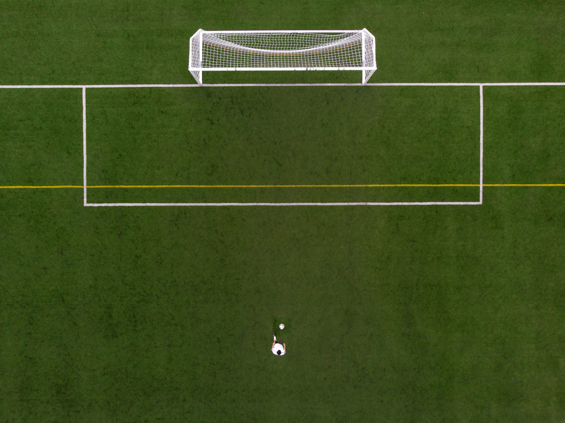 Overhead image of soccer field and goal