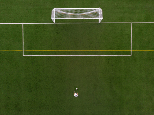 Overhead image of soccer field and goal